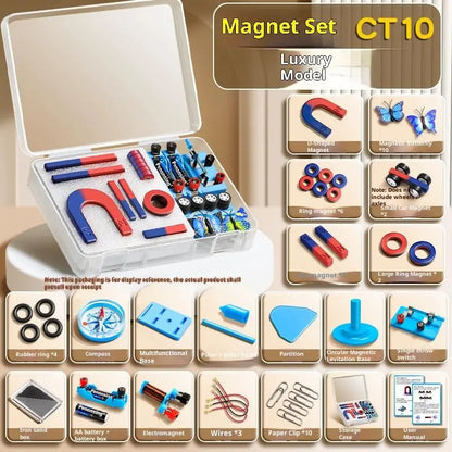 1 Set Educational Experiment With Bar Ring Horseshoe U Shape Magnets And Compass STEM Physics Science Magnet Kit For Kids