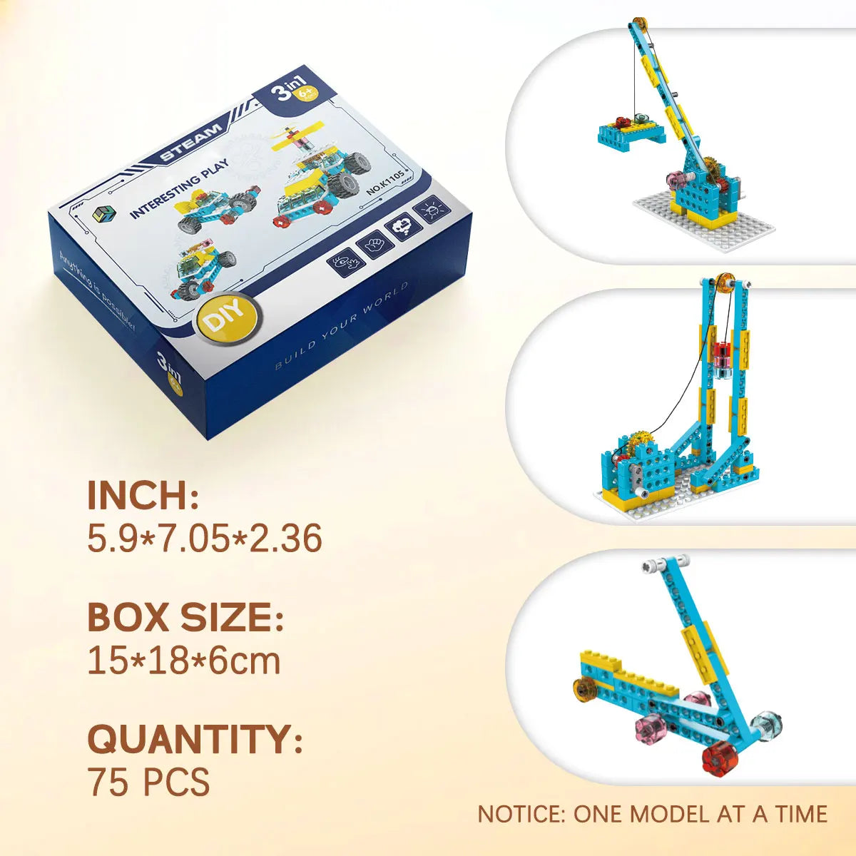 Building Blocks: 3-in-1 Educational Building Blocks - Creative DIY Toy Gift