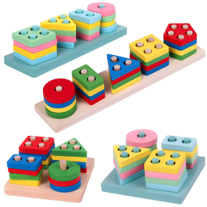 Building Blocks: Montessori Wooden Blocks - Early Learning Puzzle for Kids