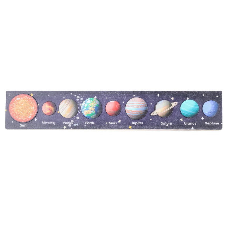 New Montessori Wooden Toys Eight Planets Puzzle Earth Sun Solar System Planets Planets Cognition Educational Toys Children Gifts