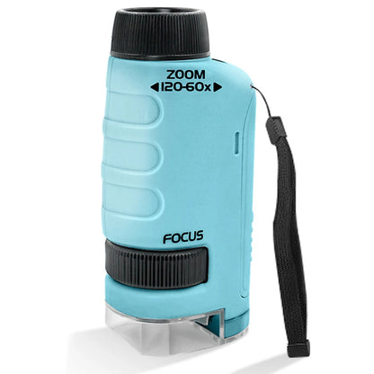 Kid Science Experiment Pocket Microscope with LED Light 60-120x Battery Powered Home School Biological Science Educational Toys