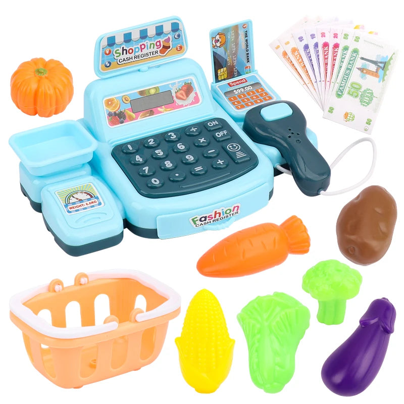 Cash Register Toy: Cartoon Supermarket with Lights & Sound