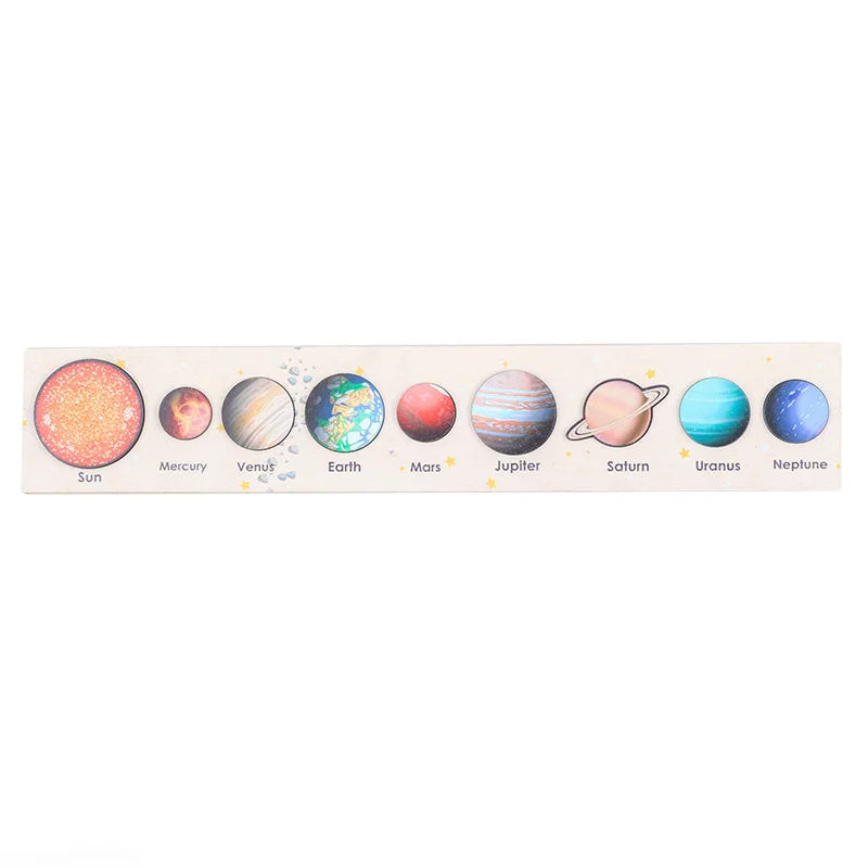 New Montessori Wooden Toys Eight Planets Puzzle Earth Sun Solar System Planets Planets Cognition Educational Toys Children Gifts