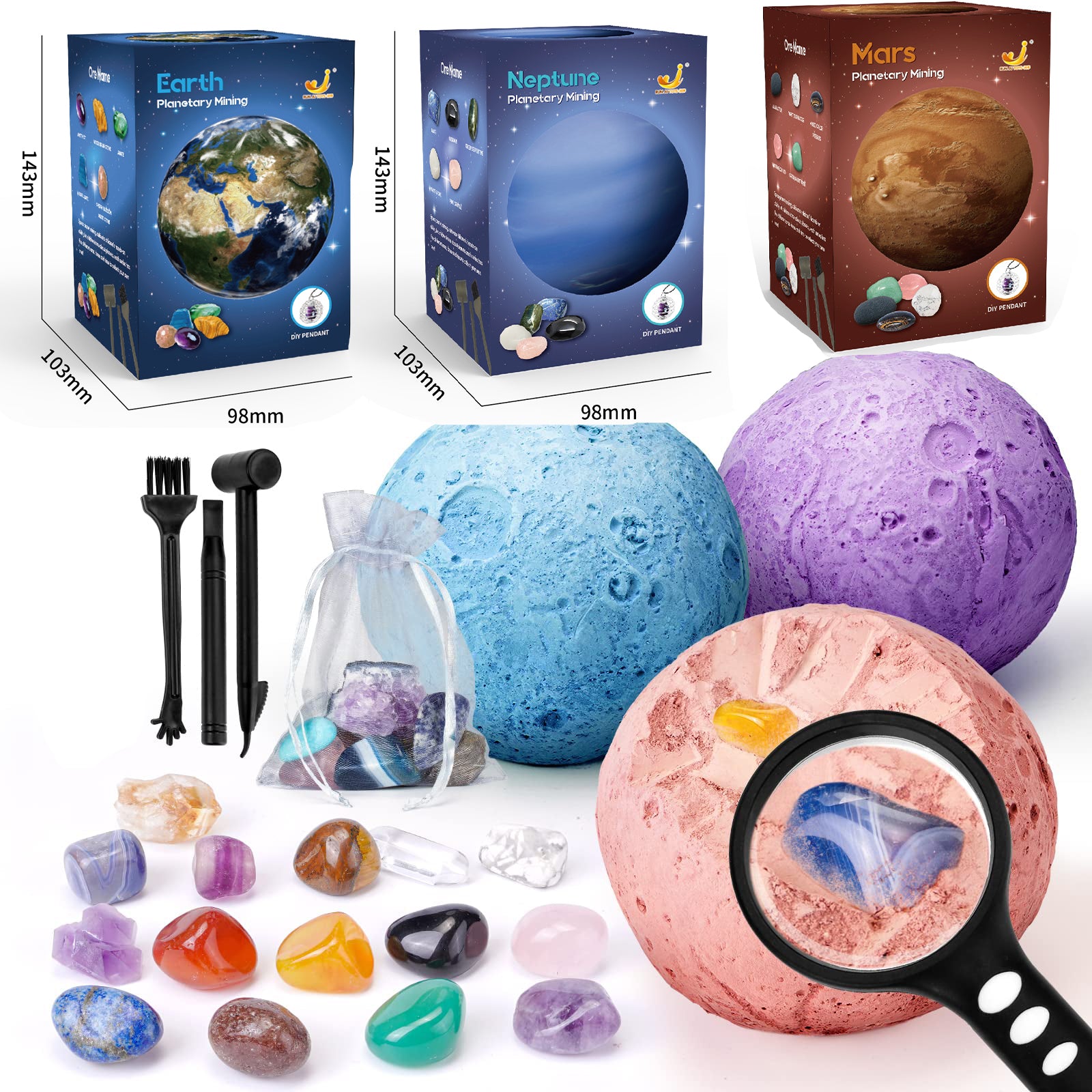 Science Kit Children's Archaeology Dig Kit - Solar System Gem Exploration