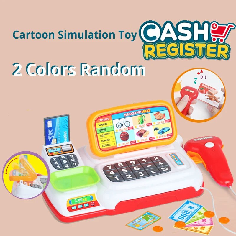 Cash Register Toy: Cartoon Supermarket with Lights & Sound