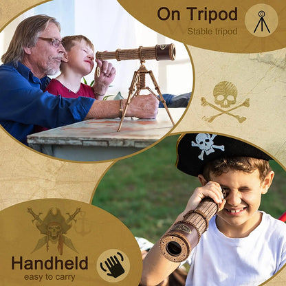 ROKR 3D Wooden Monocular Telescope, 150m Practical Model, 3D Puzzle Model, Adult STEM Educational Assembly Set
